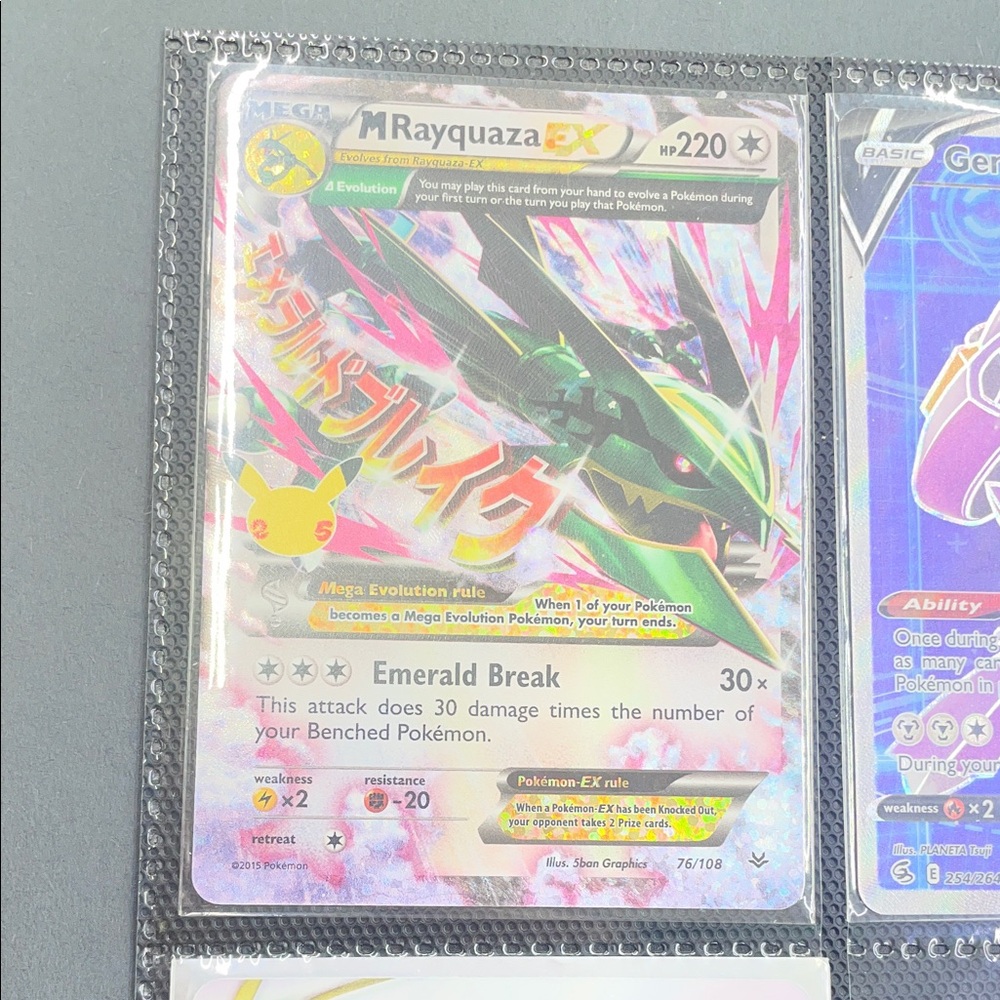 Pokemon Mega Rayquaza EX Trading Card - Green and Pink